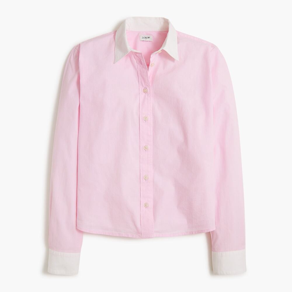 J. Crew Long Sleeve Colorblock Modern Button-Up Shirt Pink / White Women's S NWT